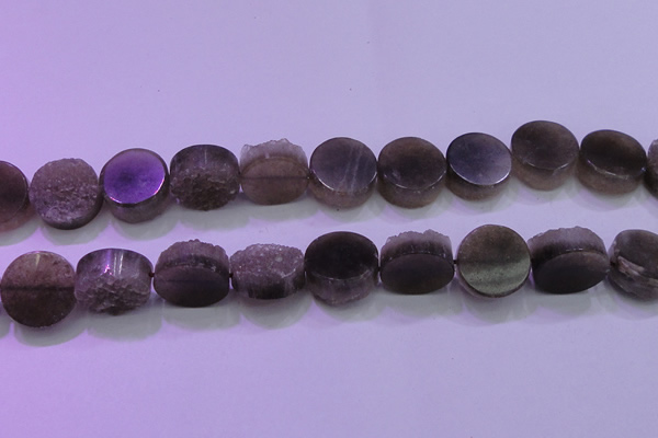 CAG8435 15.5 inches 20mm coin grey druzy agate gemstone beads