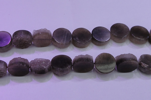 CAG8439 15.5 inches 30mm coin grey druzy agate gemstone beads