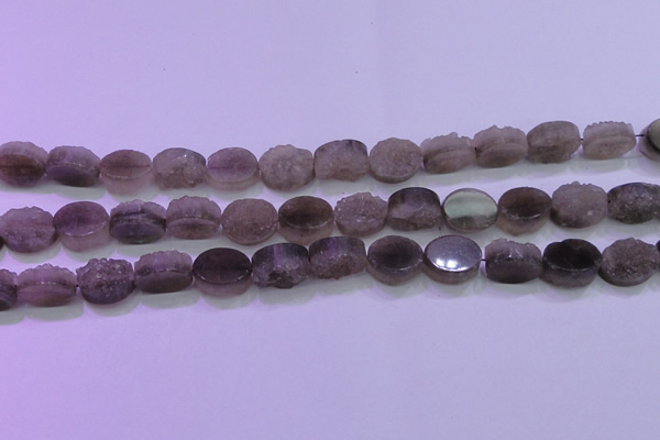 CAG8441 15.5 inches 10*14mm oval grey druzy agate gemstone beads