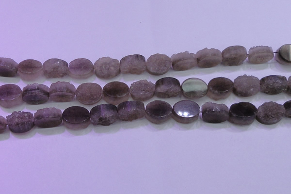 CAG8442 15.5 inches 12*16mm oval grey druzy agate gemstone beads