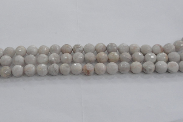 CAG8517 15.5 inches 12mm faceted round grey agate beads wholesale