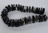 CAG8550 15.5 inches 9*23mm - 10*25mm square black line agate beads