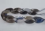 CAG8568 20*40mm faceted & twisted oval grey agate beads wholesale