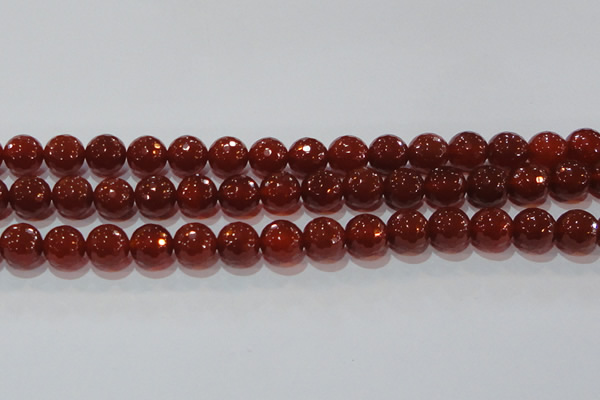 CAG8594 15.5 inches 14mm faceted round red agate gemstone beads