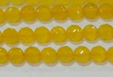 CAG8601 15.5 inches 6mm faceted round yellow agate gemstone beads