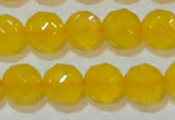 CAG8605 15.5 inches 14mm faceted round yellow agate gemstone beads