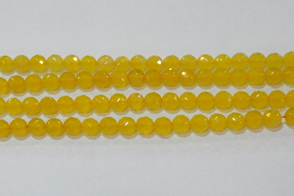 CAG8605 15.5 inches 14mm faceted round yellow agate gemstone beads