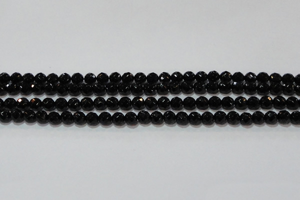 CAG8611 15.5 inches 8mm faceted round black agate gemstone beads