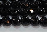 CAG8612 15.5 inches 10mm faceted round black agate gemstone beads