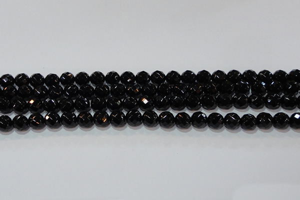 CAG8612 15.5 inches 10mm faceted round black agate gemstone beads