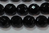 CAG8614 15.5 inches 14mm faceted round black agate gemstone beads