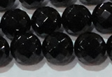 CAG8615 15.5 inches 16mm faceted round black agate gemstone beads