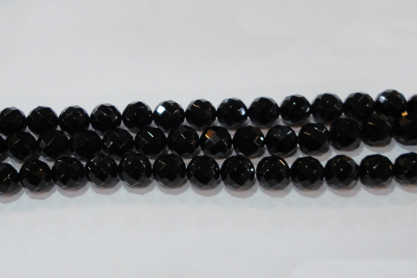 CAG8616 15.5 inches 18mm faceted round black agate gemstone beads