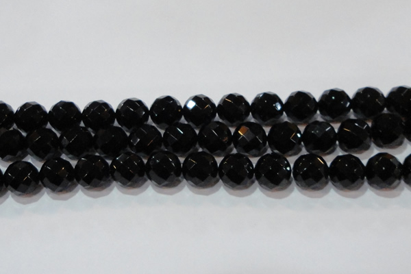 CAG8617 15.5 inches 20mm faceted round black agate gemstone beads