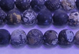 CAG8651 15.5 inches 6mm round matte blue ocean agate beads