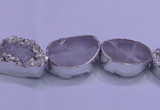 CAG8660 7.5 inches 13*18mm freeform silver plated druzy agate beads