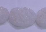 CAG8665 7.5 inches 22*30mm freeform white plated druzy agate beads