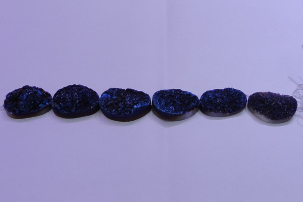 CAG8669 7.5 inches 22*30mm freeform blue plated druzy agate beads