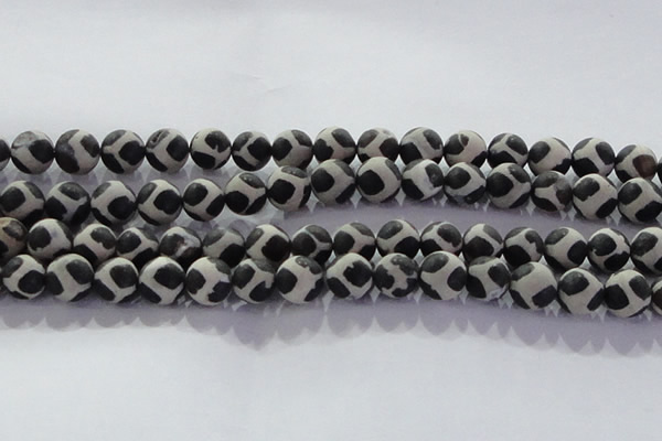 CAG8698 15.5 inches 12mm round matte tibetan agate gemstone beads