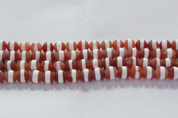 CAG8708 15.5 inches 12mm round matte tibetan agate gemstone beads