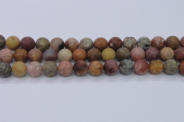 CAG8750 15.5 inches 14mm round matte rainbow agate beads