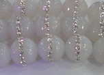 CAG8850 15.5 inches 6mm faceted round agate with rhinestone beads