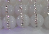 CAG8851 15.5 inches 8mm faceted round agate with rhinestone beads