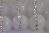 CAG8853 15.5 inches 12mm faceted round agate with rhinestone beads