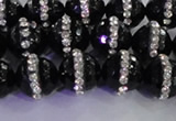 CAG8858 15.5 inches 12mm faceted round agate with rhinestone beads