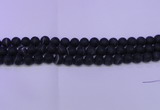 CAG8870 15.5 inches 4mm round matte black line agate beads