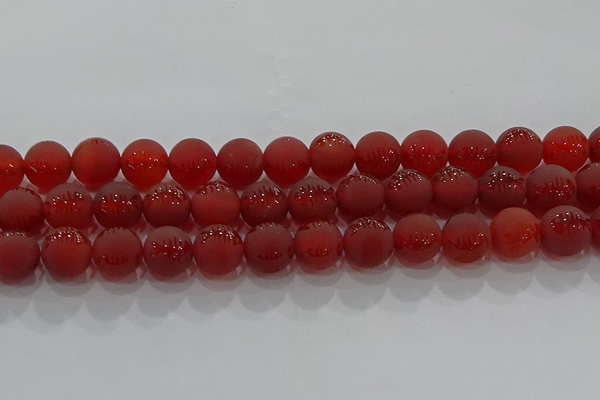 CAG8908 15.5 inches 8mm round matte red agate beads wholesale