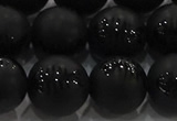 CAG8921 15.5 inches 10mm round matte black agate beads wholesale