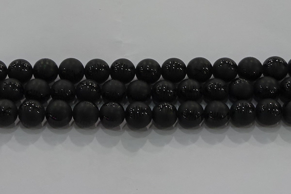 CAG8921 15.5 inches 10mm round matte black agate beads wholesale