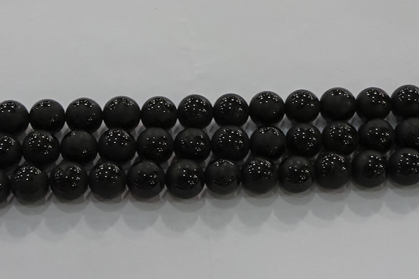 CAG8926 15.5 inches 8mm round matte black agate beads wholesale