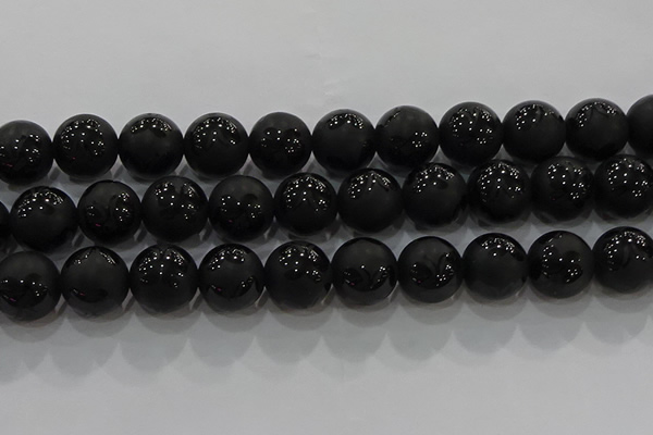 CAG8927 15.5 inches 10mm round matte black agate beads wholesale