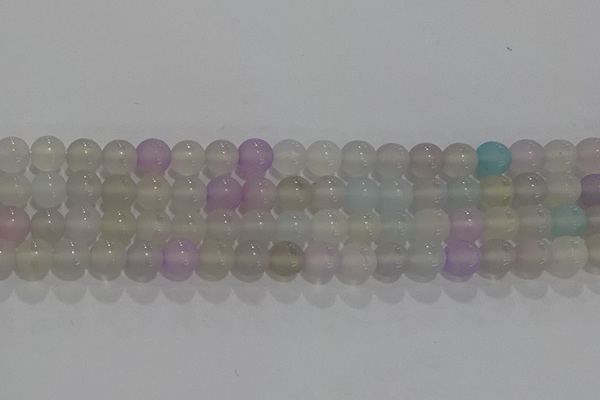 CAG8931 15.5 inches 6mm round matte colorful agate beads wholesale