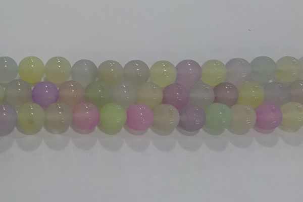 CAG8933 15.5 inches 10mm round matte colorful agate beads wholesale