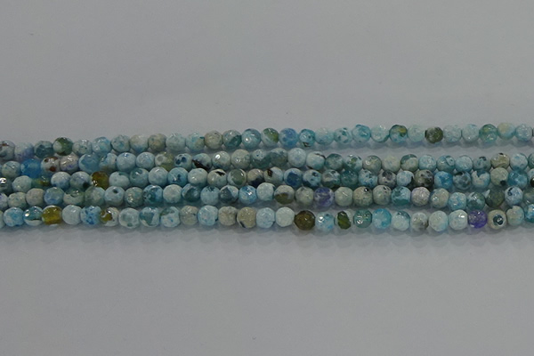 CAG8936 15.5 inches 4mm faceted round fire crackle agate beads