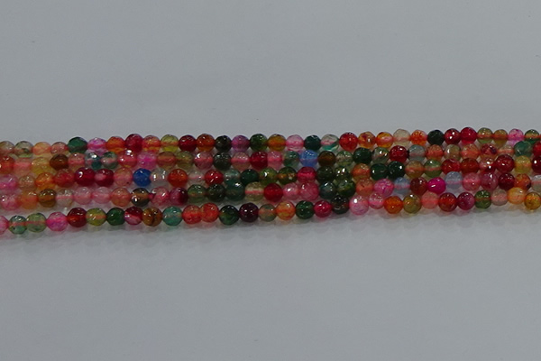 CAG8940 15.5 inches 4mm faceted round fire crackle agate beads