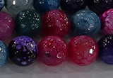 CAG8946 15.5 inches 8mm faceted round fire crackle agate beads