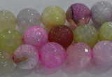 CAG8949 15.5 inches 8mm faceted round fire crackle agate beads