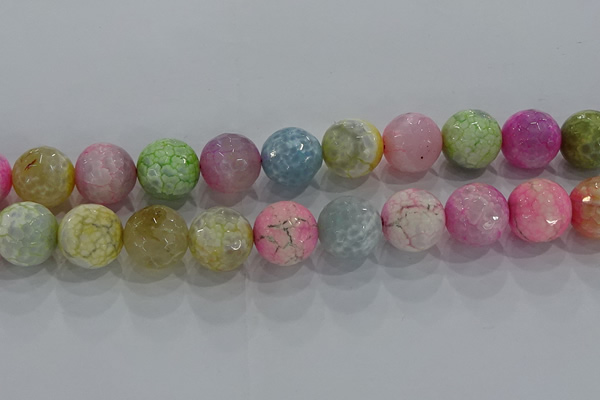 CAG8952 15.5 inches 14mm faceted round fire crackle agate beads