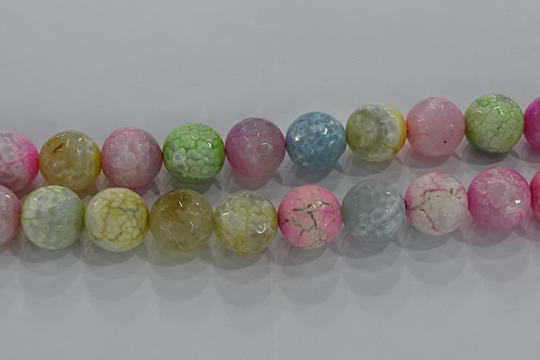 CAG8953 15.5 inches 16mm faceted round fire crackle agate beads