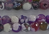 CAG8955 15.5 inches 6mm faceted round fire crackle agate beads