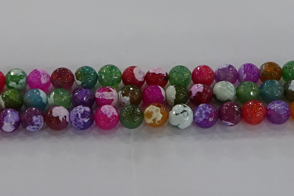 CAG8958 15.5 inches 12mm faceted round fire crackle agate beads