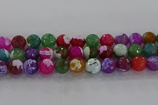 CAG8959 15.5 inches 14mm faceted round fire crackle agate beads