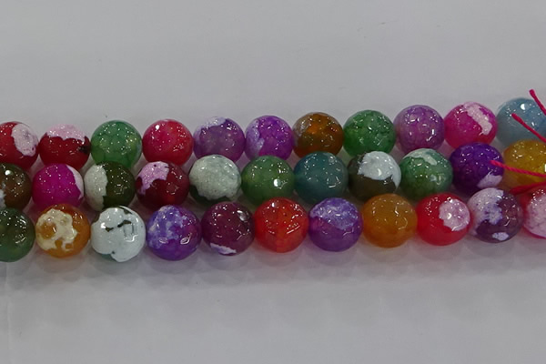 CAG8960 15.5 inches 16mm faceted round fire crackle agate beads