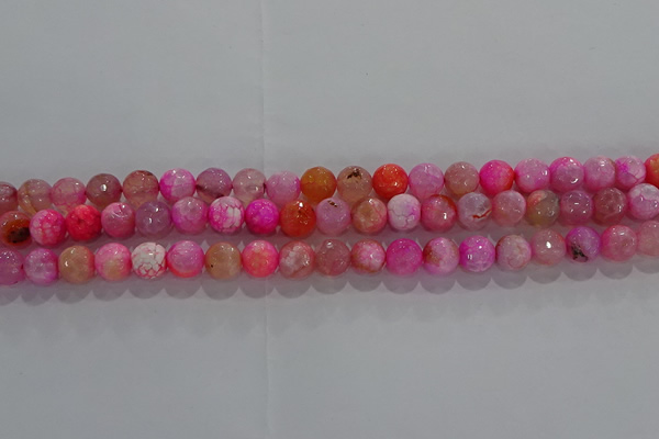 CAG8962 15.5 inches 4mm faceted round fire crackle agate beads