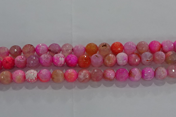 CAG8964 15.5 inches 8mm faceted round fire crackle agate beads