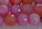 CAG8966 15.5 inches 12mm faceted round fire crackle agate beads